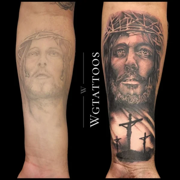 Cover-up tattoo by Wayne Goodwin