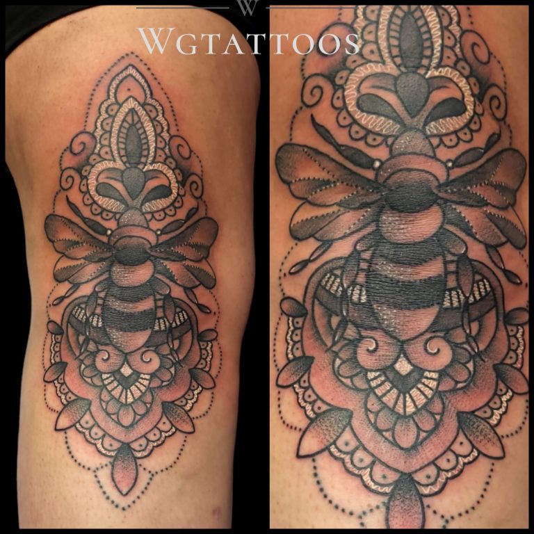 Linework tattoo by Wayne Goodwin