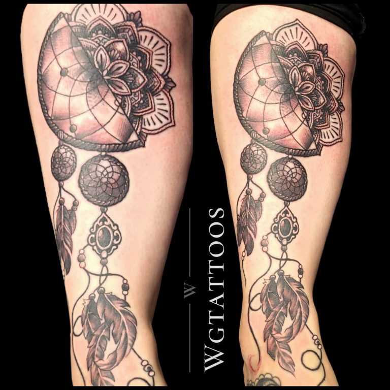 Linework tattoo by Wayne Goodwin