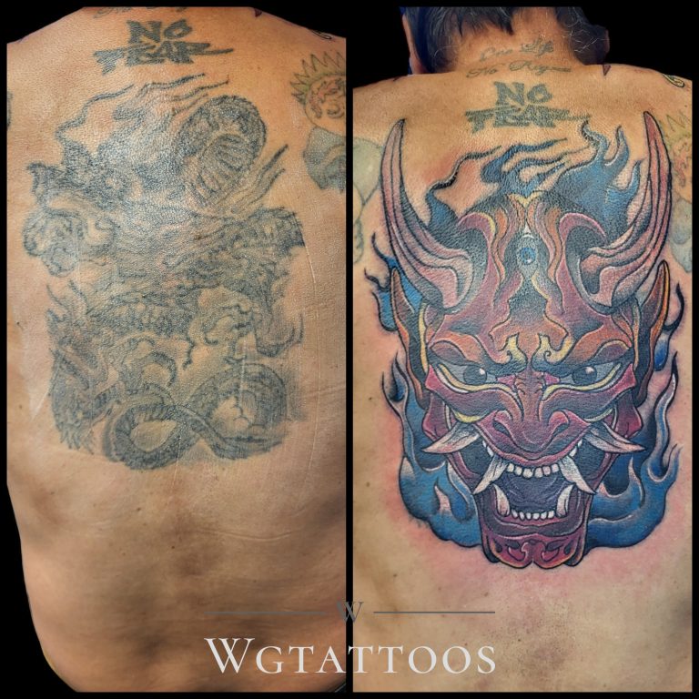 Cover-up tattoo by Wayne Goodwin