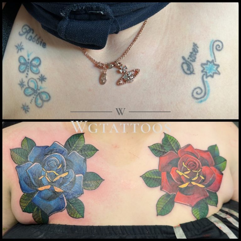 Cover-up tattoo by Wayne Goodwin