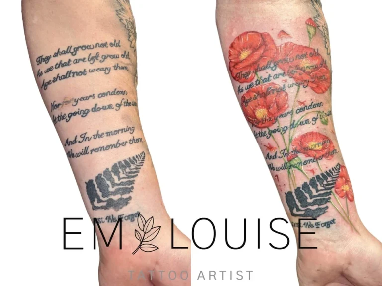 Cover-up tattoo by Em Louise