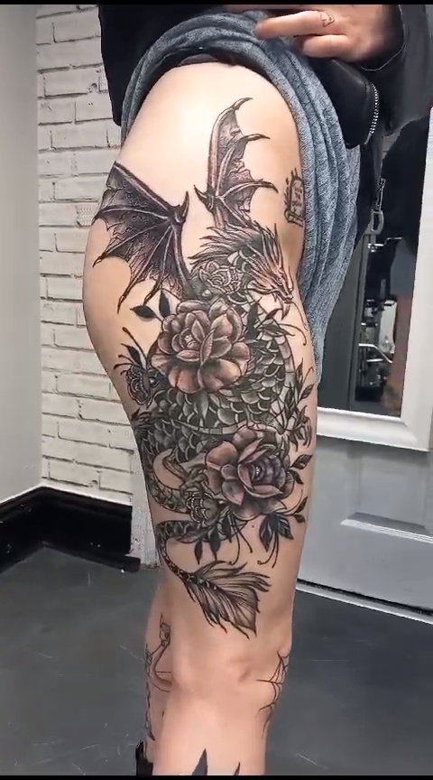 Black and grey tattoo by Leah Lillian