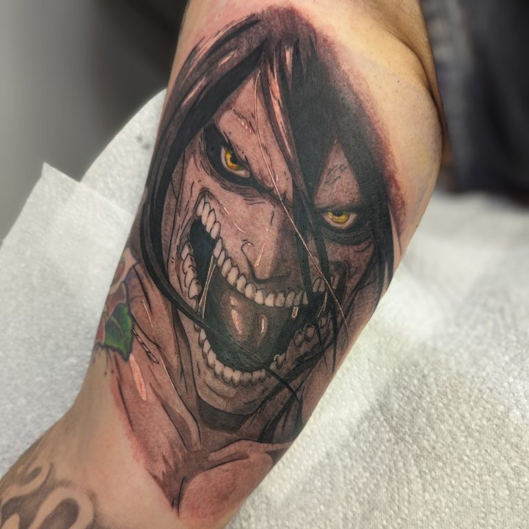 Black and grey tattoo by Em Louise