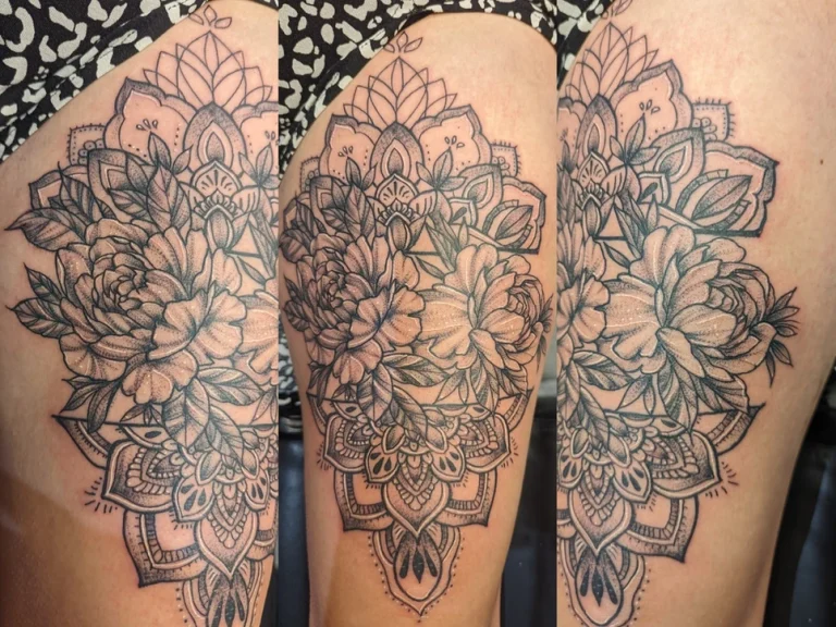 Linework tattoo by Em Louise