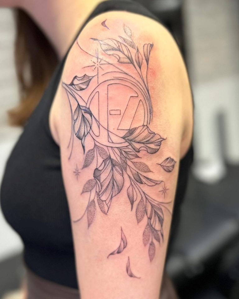 Black and grey tattoo by Em Louise