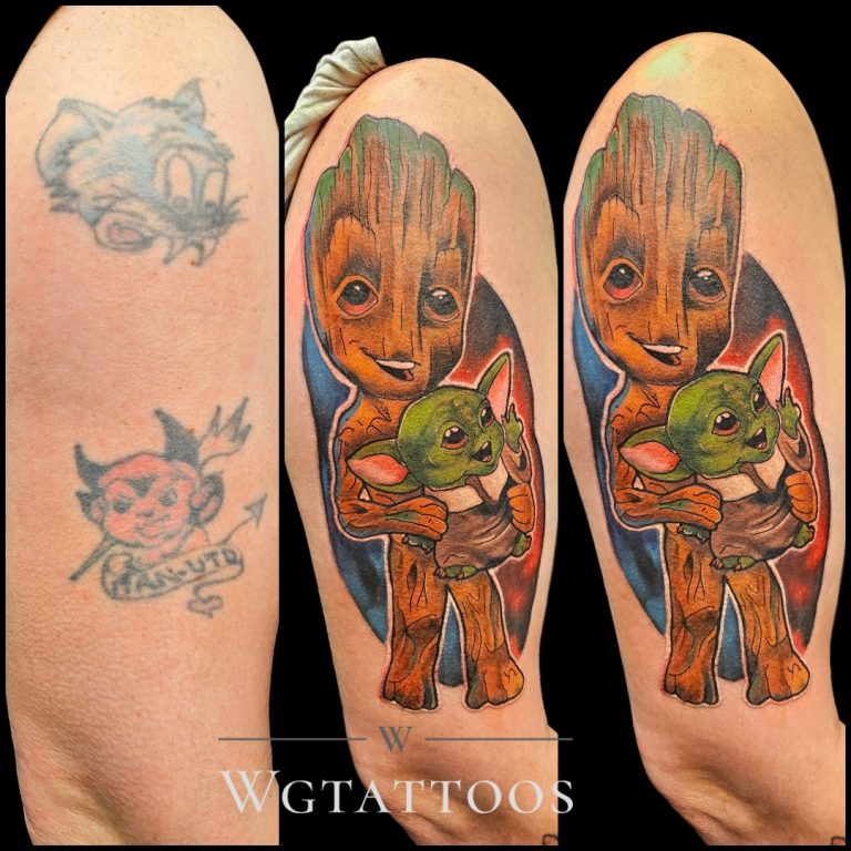 Cover-up tattoo by Wayne Goodwin