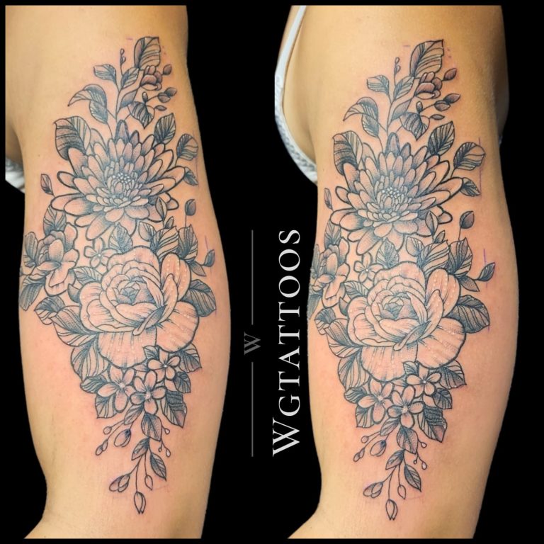 Linework tattoo by Wayne Goodwin
