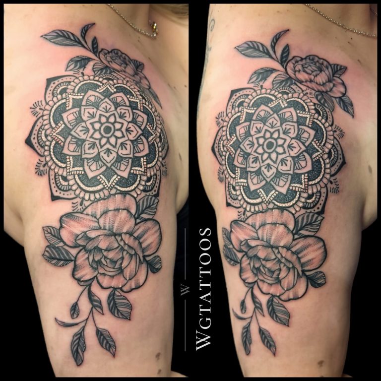 Linework tattoo by Wayne Goodwin