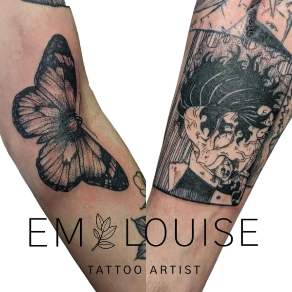 Black and grey tattoo by Em Louise