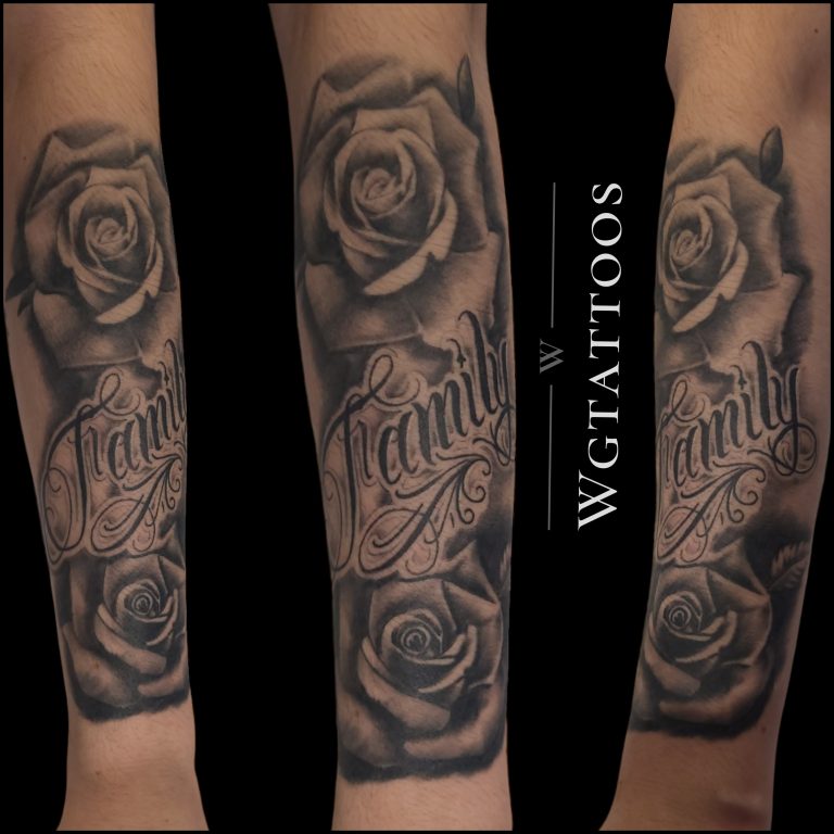 Black and grey tattoo by Wayne Goodwin